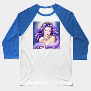 Mother Goddess in Lilac Pearls Baseball T-Shirt